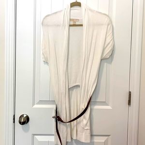 Michael Kors open front belted long cardigan